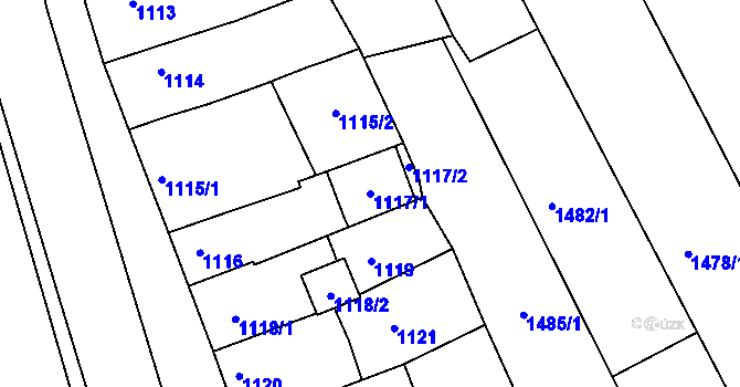 Parcela st. 1117/1 v KÚ Prušánky, Katastrální mapa