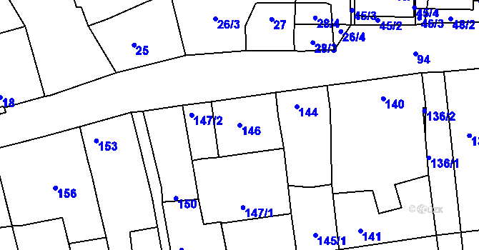 Parcela st. 146 v KÚ Prušánky, Katastrální mapa