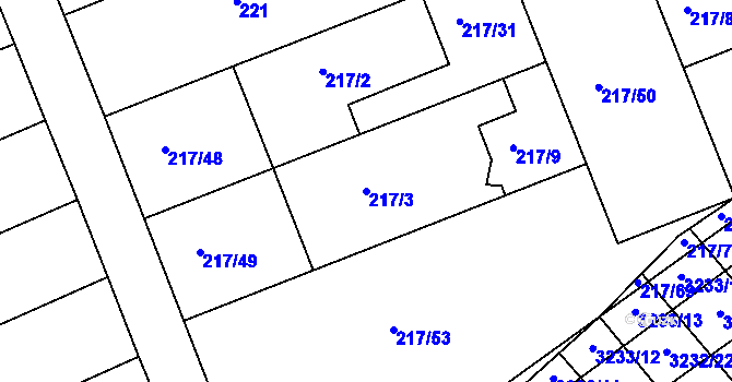 Parcela st. 217/3 v KÚ Prušánky, Katastrální mapa
