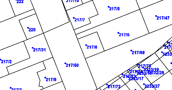 Parcela st. 217/8 v KÚ Prušánky, Katastrální mapa