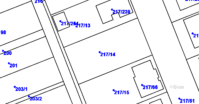 Parcela st. 217/14 v KÚ Prušánky, Katastrální mapa