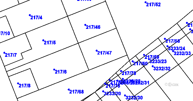 Parcela st. 217/47 v KÚ Prušánky, Katastrální mapa