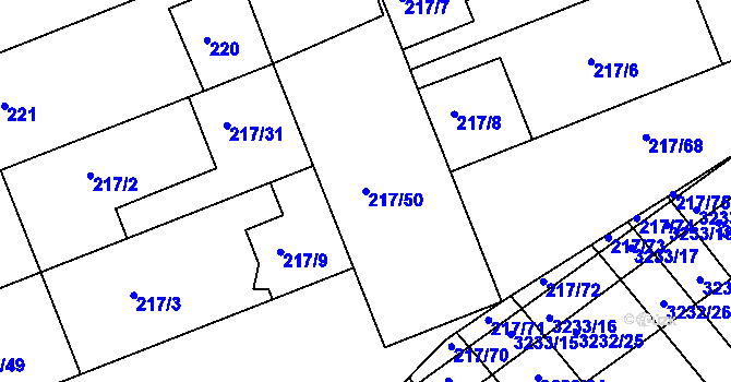 Parcela st. 217/50 v KÚ Prušánky, Katastrální mapa