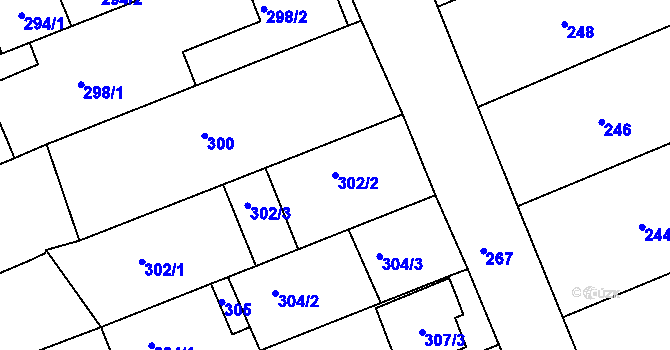 Parcela st. 302/2 v KÚ Prušánky, Katastrální mapa