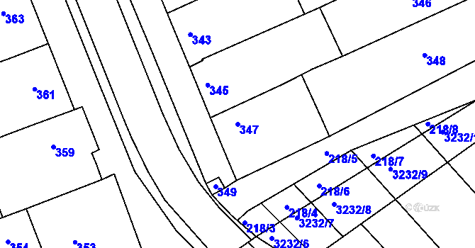 Parcela st. 347 v KÚ Prušánky, Katastrální mapa