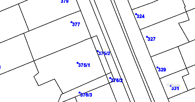 Parcela st. 375/2 v KÚ Prušánky, Katastrální mapa