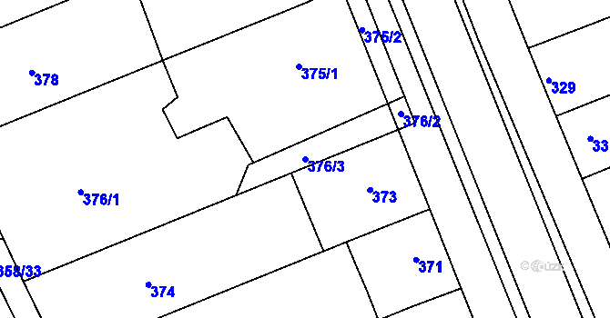 Parcela st. 376/3 v KÚ Prušánky, Katastrální mapa