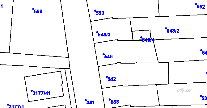 Parcela st. 546 v KÚ Prušánky, Katastrální mapa