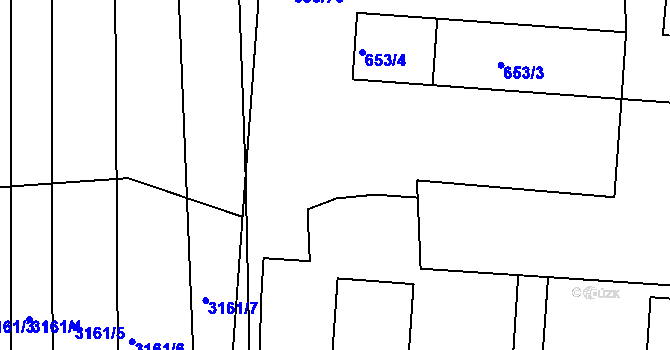 Parcela st. 655/58 v KÚ Prušánky, Katastrální mapa