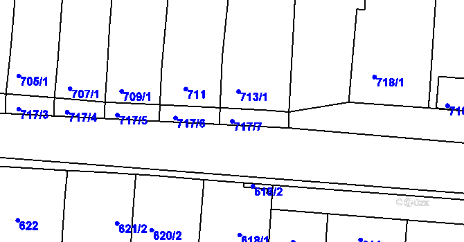 Parcela st. 717/7 v KÚ Prušánky, Katastrální mapa