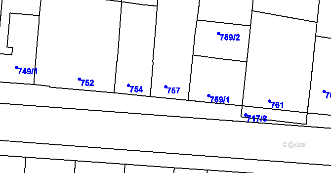 Parcela st. 757 v KÚ Prušánky, Katastrální mapa