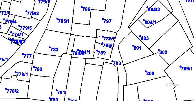 Parcela st. 789 v KÚ Prušánky, Katastrální mapa