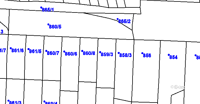 Parcela st. 859/3 v KÚ Prušánky, Katastrální mapa