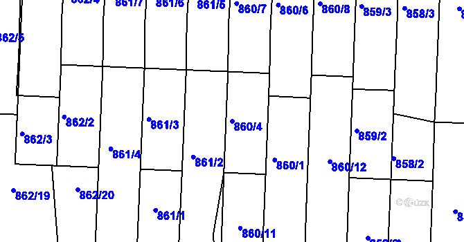 Parcela st. 860/4 v KÚ Prušánky, Katastrální mapa