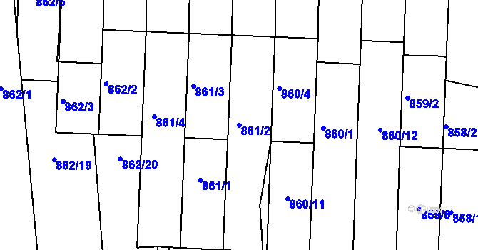 Parcela st. 861/2 v KÚ Prušánky, Katastrální mapa