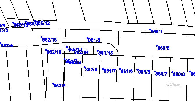 Parcela st. 861/13 v KÚ Prušánky, Katastrální mapa