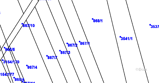 Parcela st. 867/1 v KÚ Prušánky, Katastrální mapa