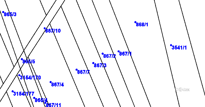 Parcela st. 867/2 v KÚ Prušánky, Katastrální mapa
