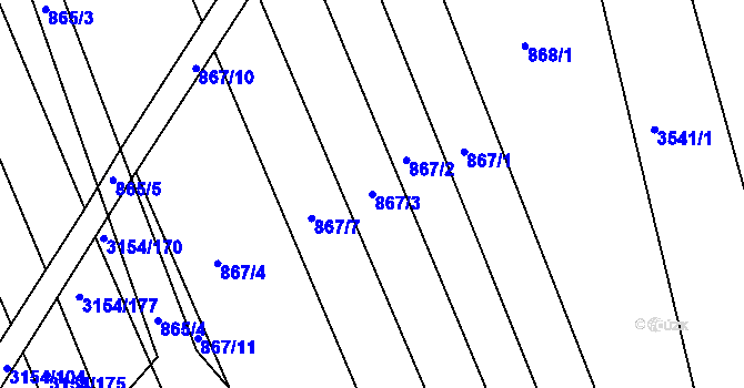 Parcela st. 867/3 v KÚ Prušánky, Katastrální mapa