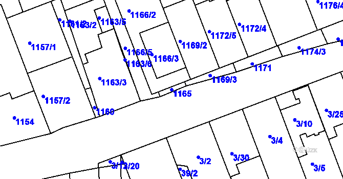 Parcela st. 1165 v KÚ Prušánky, Katastrální mapa