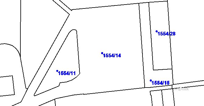 Parcela st. 1554/14 v KÚ Prušánky, Katastrální mapa