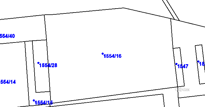 Parcela st. 1554/16 v KÚ Prušánky, Katastrální mapa
