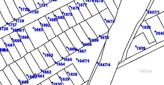 Parcela st. 1668 v KÚ Prušánky, Katastrální mapa