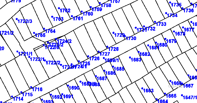 Parcela st. 1727 v KÚ Prušánky, Katastrální mapa