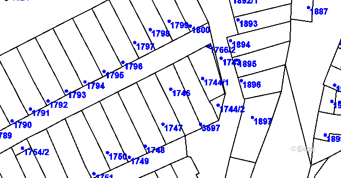 Parcela st. 1746 v KÚ Prušánky, Katastrální mapa