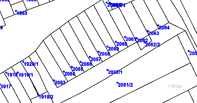 Parcela st. 2058 v KÚ Prušánky, Katastrální mapa