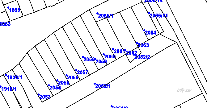 Parcela st. 2060 v KÚ Prušánky, Katastrální mapa