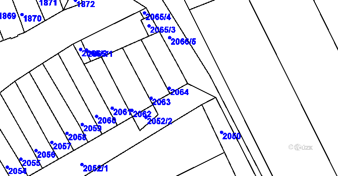 Parcela st. 2064 v KÚ Prušánky, Katastrální mapa