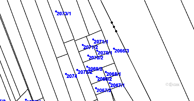 Parcela st. 2070/1 v KÚ Prušánky, Katastrální mapa