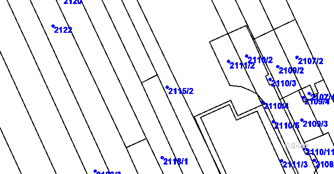 Parcela st. 2115/2 v KÚ Prušánky, Katastrální mapa