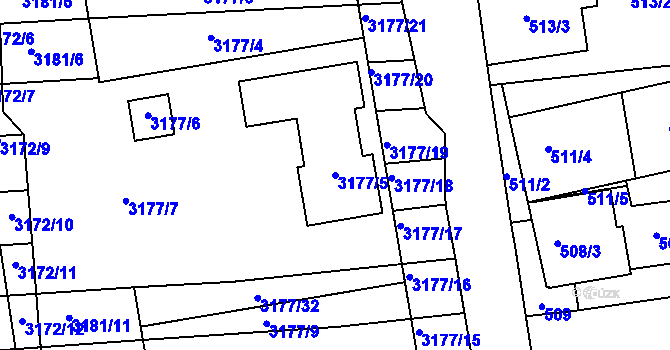 Parcela st. 3177/5 v KÚ Prušánky, Katastrální mapa