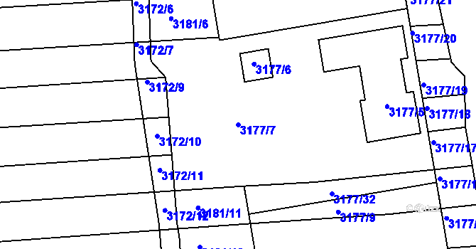 Parcela st. 3177/7 v KÚ Prušánky, Katastrální mapa