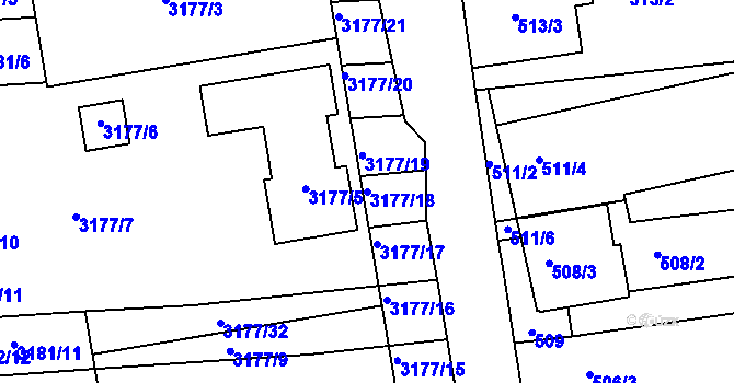 Parcela st. 3177/18 v KÚ Prušánky, Katastrální mapa