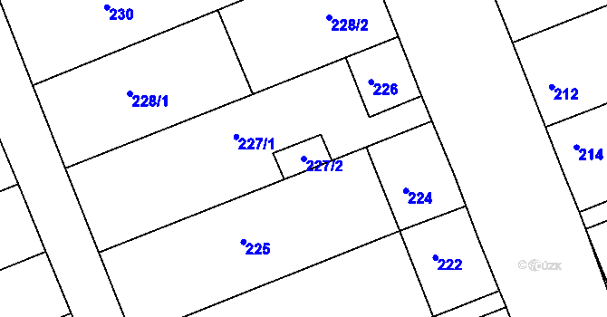 Parcela st. 227/2 v KÚ Prušánky, Katastrální mapa