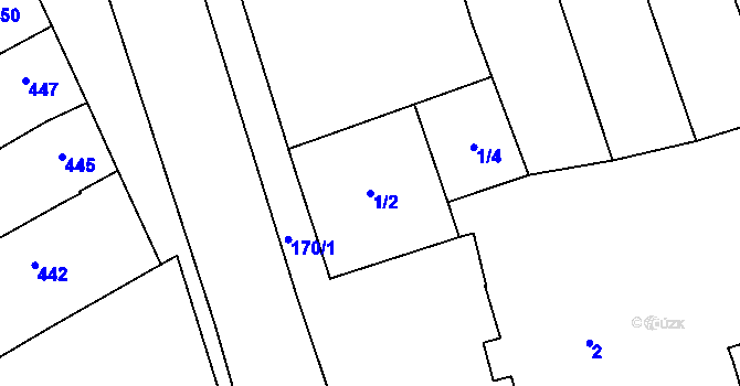 Parcela st. 1/2 v KÚ Prušánky, Katastrální mapa
