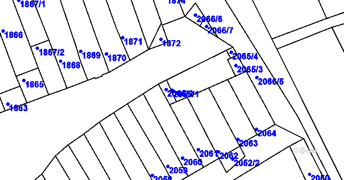 Parcela st. 2065/1 v KÚ Prušánky, Katastrální mapa