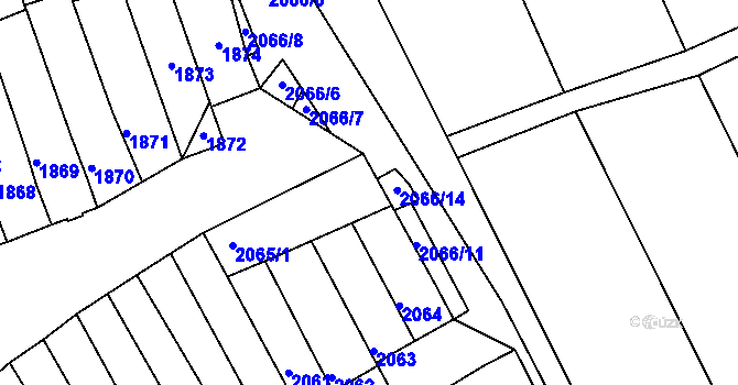 Parcela st. 2065/3 v KÚ Prušánky, Katastrální mapa