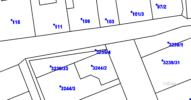 Parcela st. 3239/4 v KÚ Prušánky, Katastrální mapa