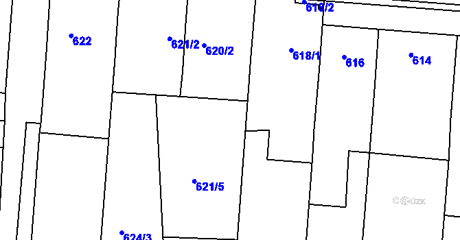 Parcela st. 620/3 v KÚ Prušánky, Katastrální mapa