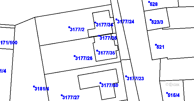 Parcela st. 3177/35 v KÚ Prušánky, Katastrální mapa