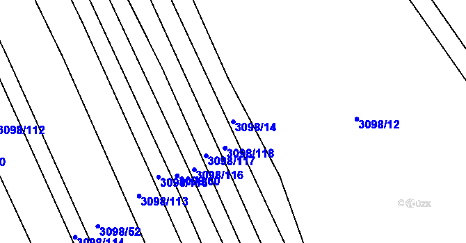 Parcela st. 3098/14 v KÚ Prušánky, Katastrální mapa