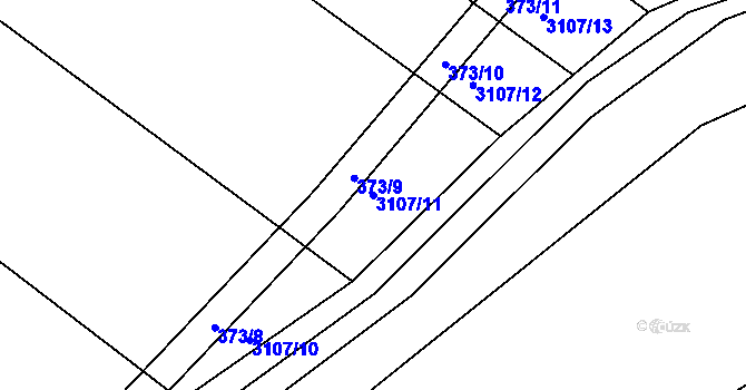 Parcela st. 3107/11 v KÚ Prušánky, Katastrální mapa
