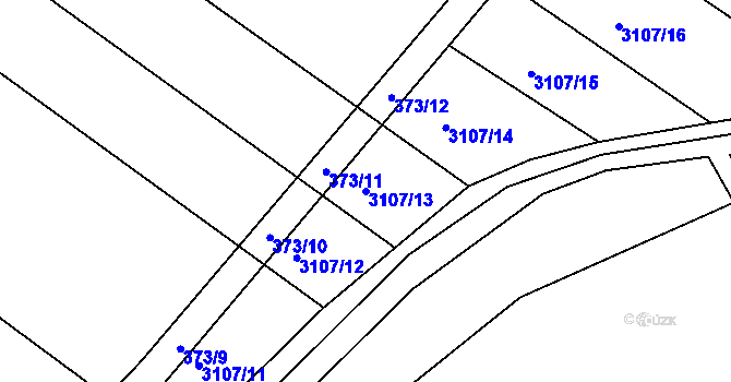 Parcela st. 3107/13 v KÚ Prušánky, Katastrální mapa