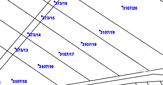 Parcela st. 3107/18 v KÚ Prušánky, Katastrální mapa