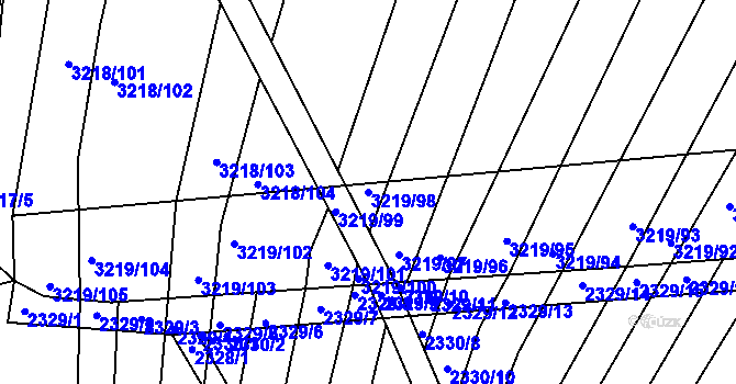 Parcela st. 3219/98 v KÚ Prušánky, Katastrální mapa