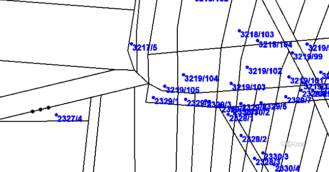 Parcela st. 3219/105 v KÚ Prušánky, Katastrální mapa